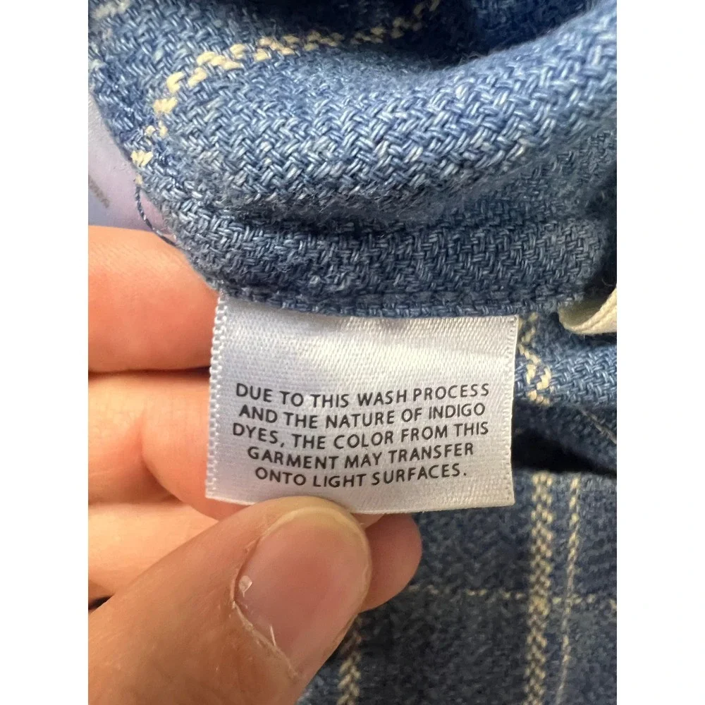 NWT Madewell Mens Blue Plaid Easy Fit Long Sleeve Flannel Shirt M Indigo Granola - Picture 11 of 12